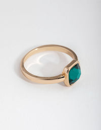 Gold Cushion Green Stone Ring - link has visual effect only