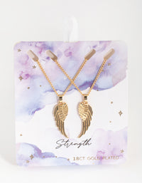 18ct Gold Plated Angel Wings Necklace Set - link has visual effect only