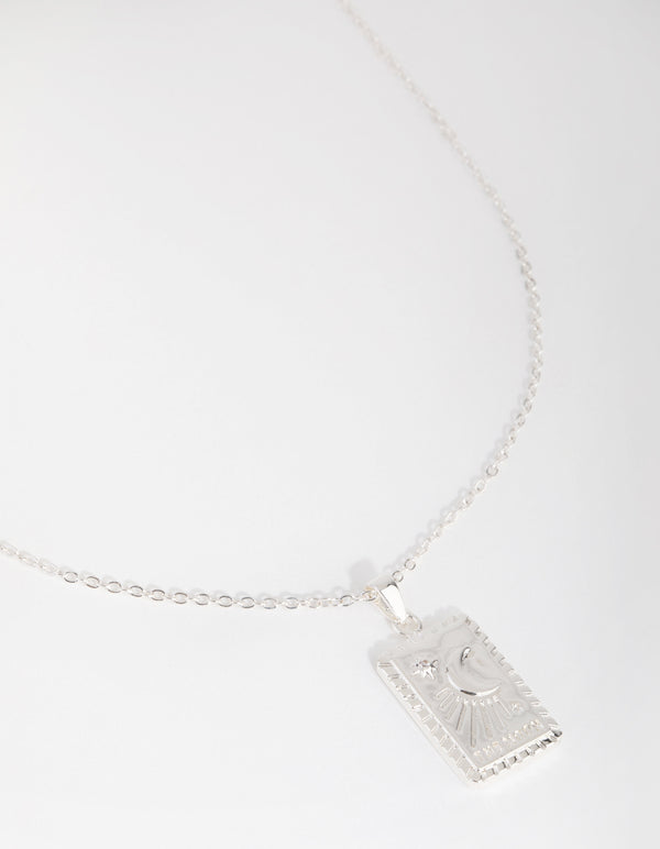 Silver Plated Moon Card Necklace