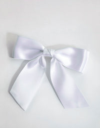 White Ribbon Bow Clip - link has visual effect only