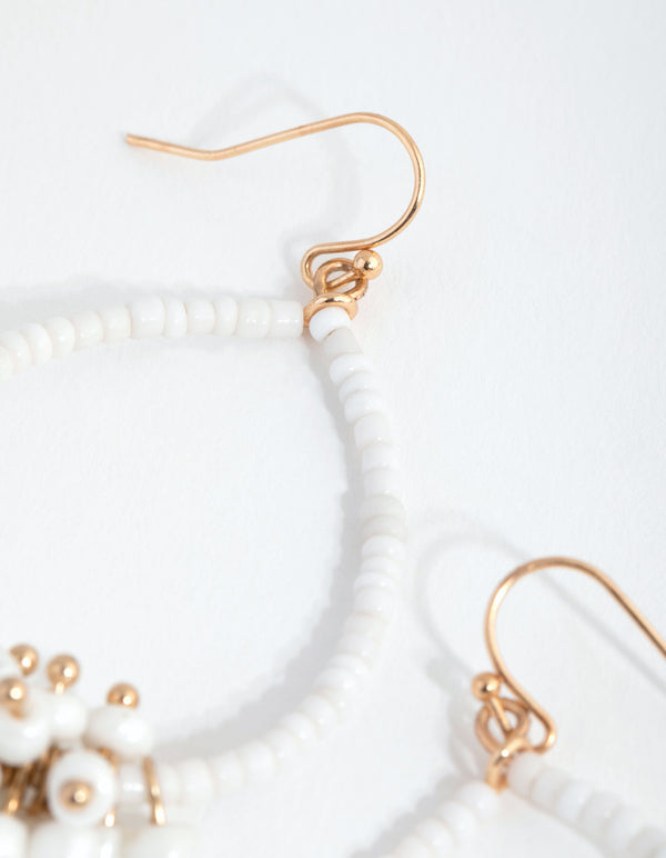 Gold Bead Cluster Teardrop Earrings