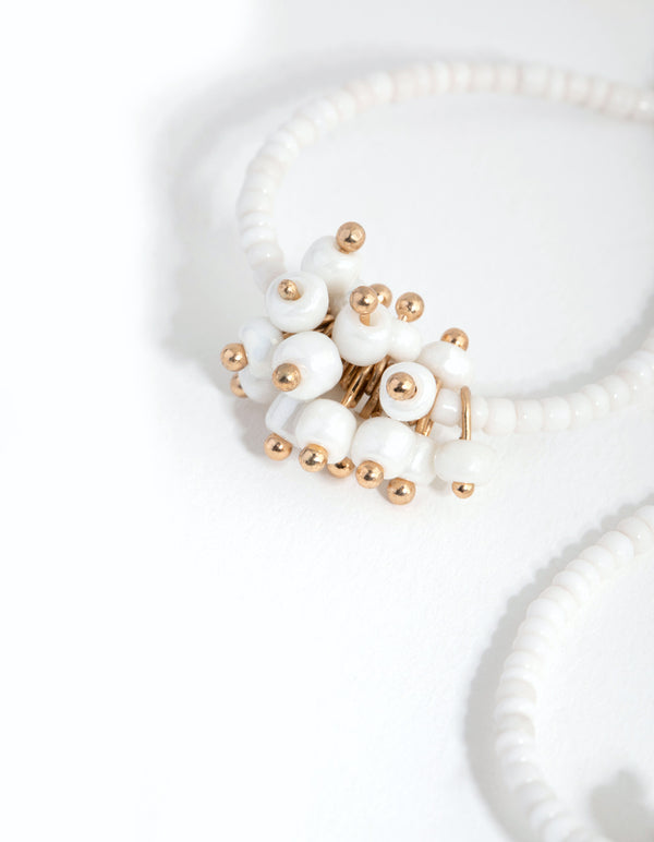 Gold Bead Cluster Teardrop Earrings