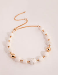 Gold Mixed Texture Beaded Short Necklace - link has visual effect only