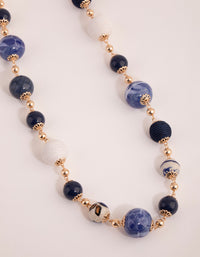Gold Mixed Porcelain Bead Long Necklace - link has visual effect only