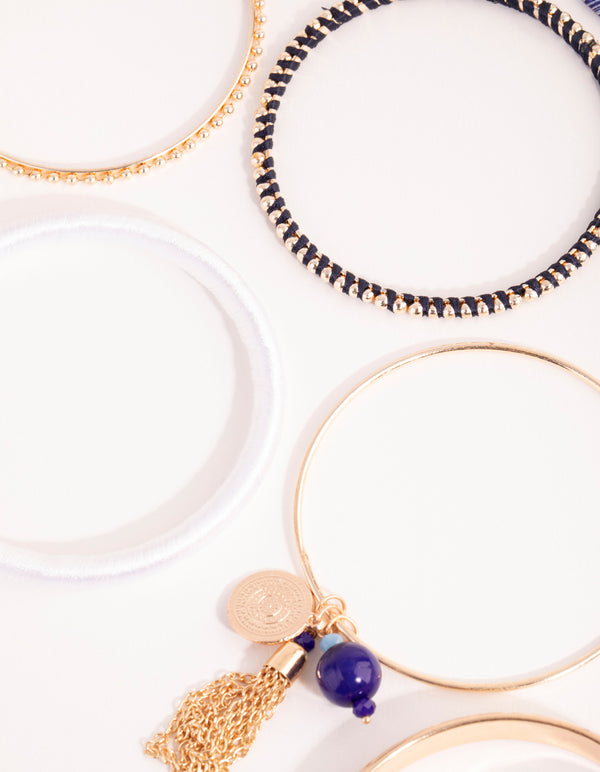 Gold Thread Wrapped Bangle Bracelet Pack