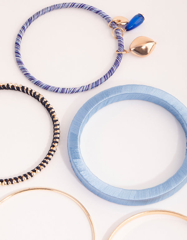 Gold Thread Wrapped Bangle Bracelet Pack