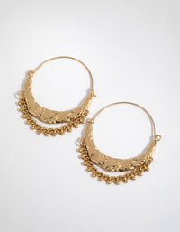 Washed Gold Quarter Moon Jingle Hoop Earrings - link has visual effect only
