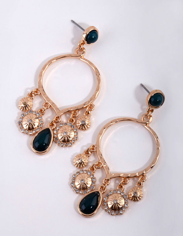 Gold Enamel Star Drop Earrings