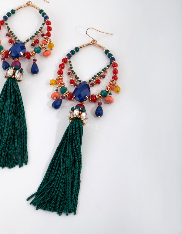 Statement Bead & Tassel Earrings