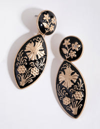 Gold Floral Enamel Drop Earrings - link has visual effect only