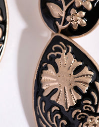 Gold Floral Enamel Drop Earrings - link has visual effect only