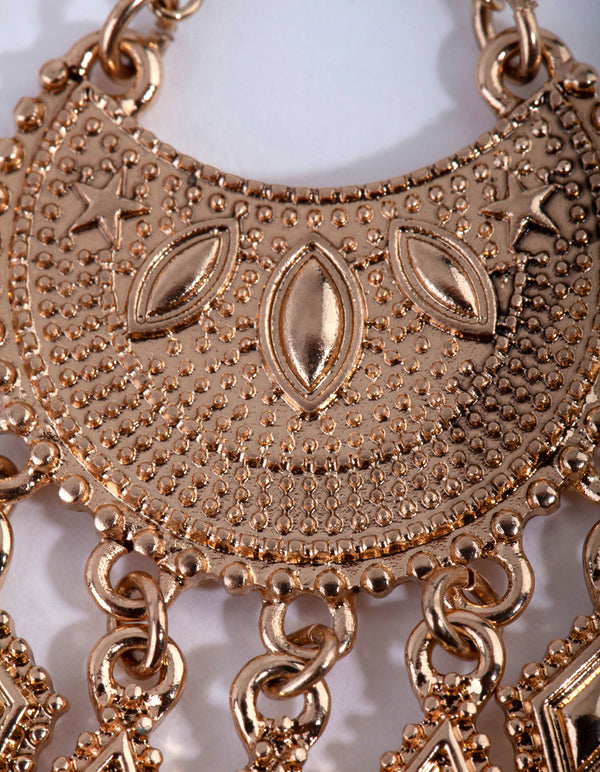 Antique Gold Metal Triangle Tassel Earrings Lovisa