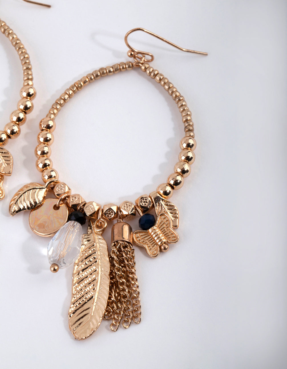 Worn Gold Facet Tassel Drop Earrings