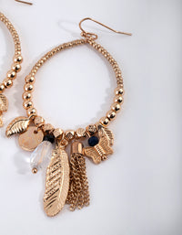 Worn Gold Facet Tassel Drop Earrings - link has visual effect only
