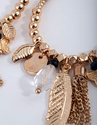 Worn Gold Facet Tassel Drop Earrings - link has visual effect only