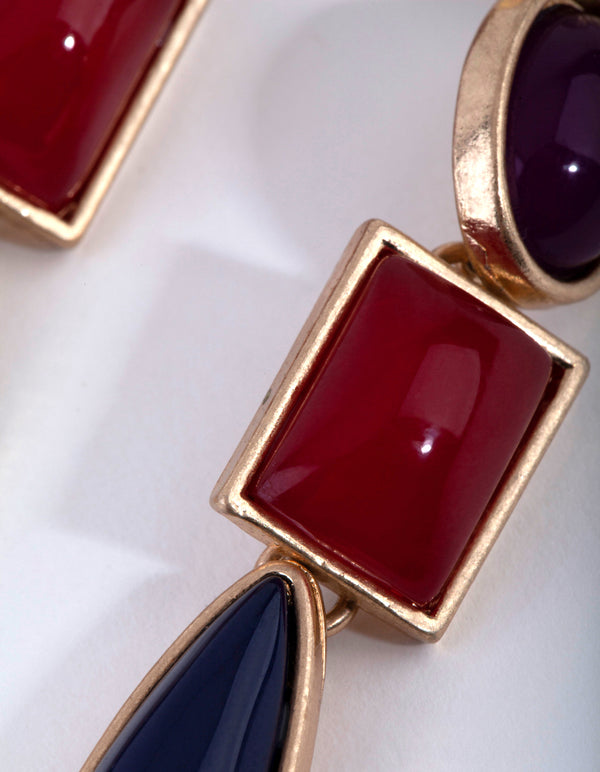 Worn Gold Stone Set Drop Earrings