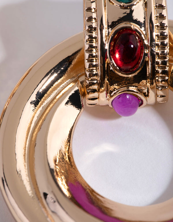 Gold Chunky Round Statement Earrings