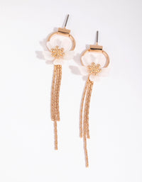 Gold Flower Chain Drop Earrings - link has visual effect only