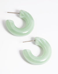 Green Acrylic Chubby Swirl Open Hoop Earrings - link has visual effect only