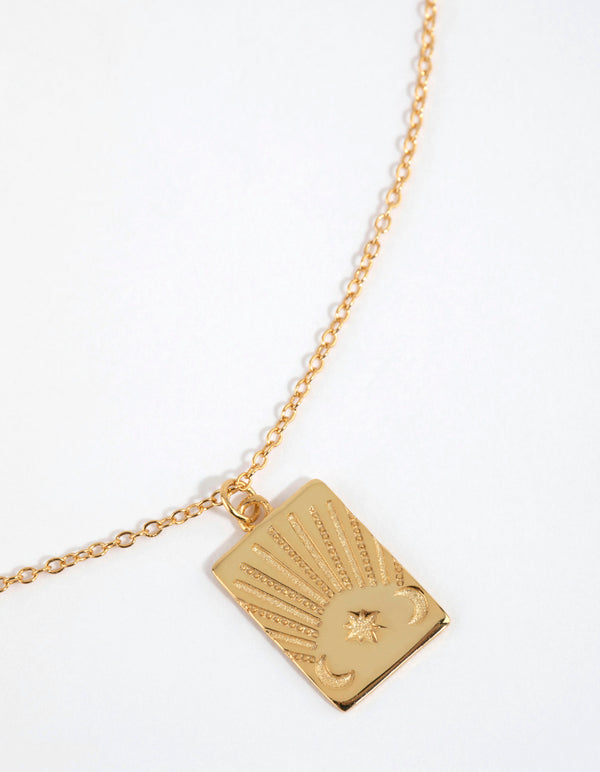 Enamel The Moon Tarot Card Necklace in Gold | Lisa Angel