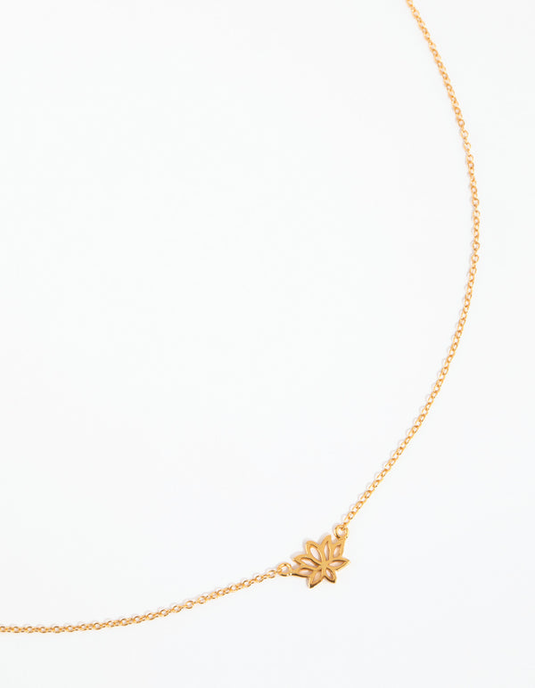 Gold Plated Sterling Silver Lotus Necklace