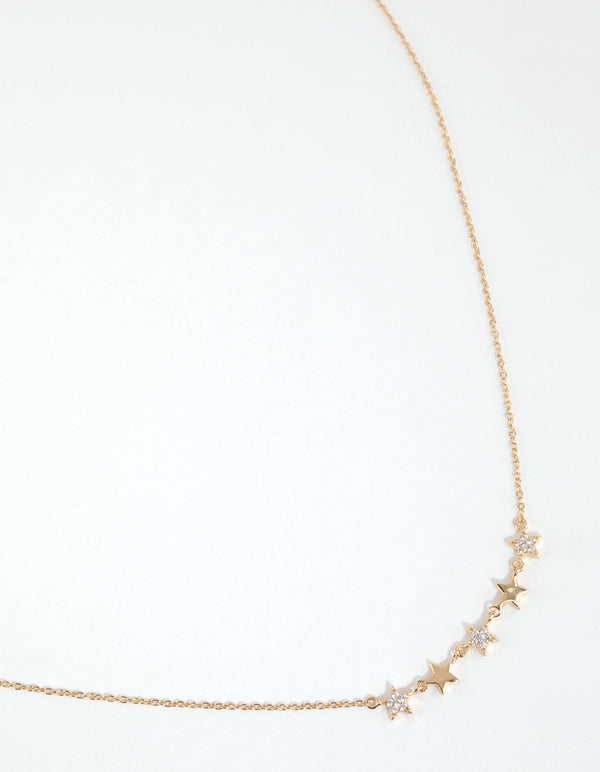 Gold Plated Sterling Silver Cubic Zirconia Starry Necklace
