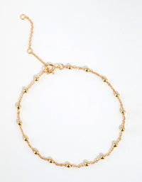 Gold Plated Sterling Silver Ball Chain Bracelet or Anklet - link has visual effect only