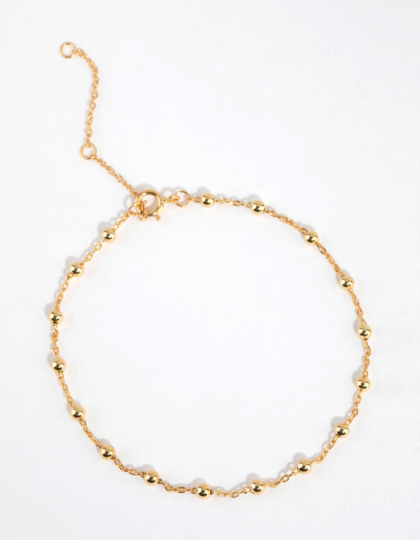 Gold Plated Sterling Silver Ball Chain Bracelet or Anklet