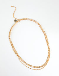 Gold Plated Figaro Layered Necklace - link has visual effect only