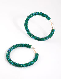 Green Glitter Cluster Hoop Earrings - link has visual effect only