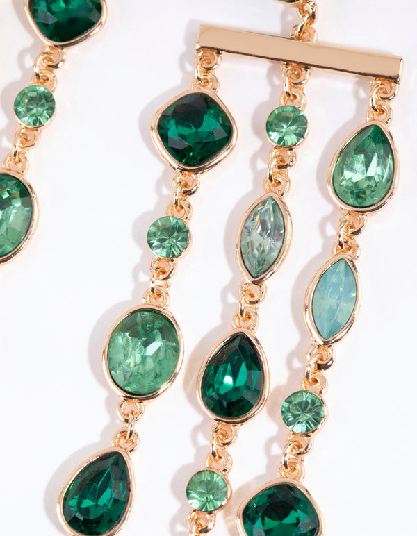 Green Marquise Mix Stone Earrings