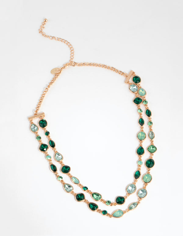 Green Marquise Mix Layered Necklace