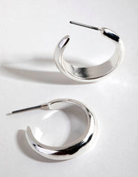 Silver Rounded Hollow Huggie Earrings - link has visual effect only