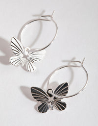 Silver Butterfly Huggie Hoop Earrings - link has visual effect only