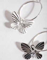 Silver Butterfly Huggie Hoop Earrings - link has visual effect only
