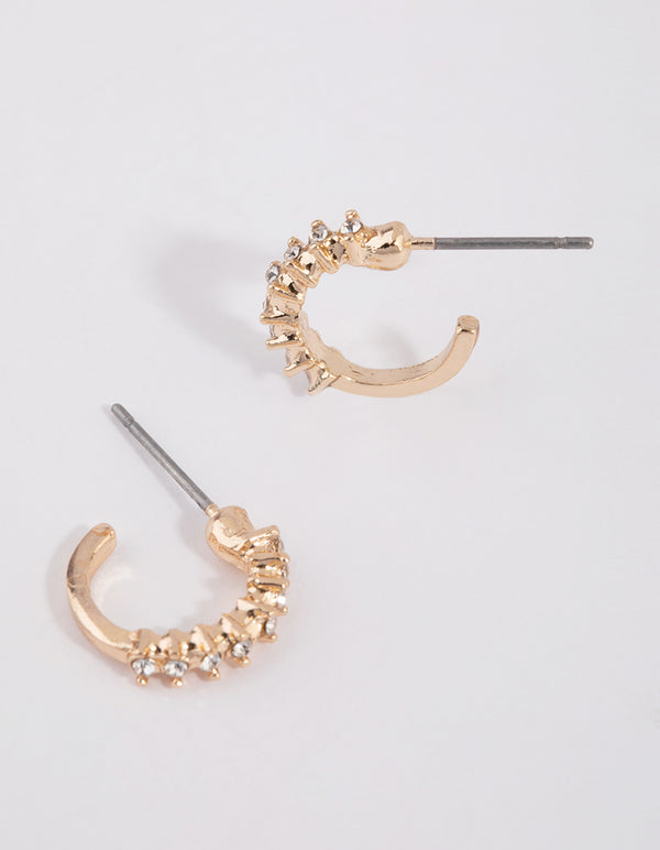 Gold Micro Diamante Hoop Earrings