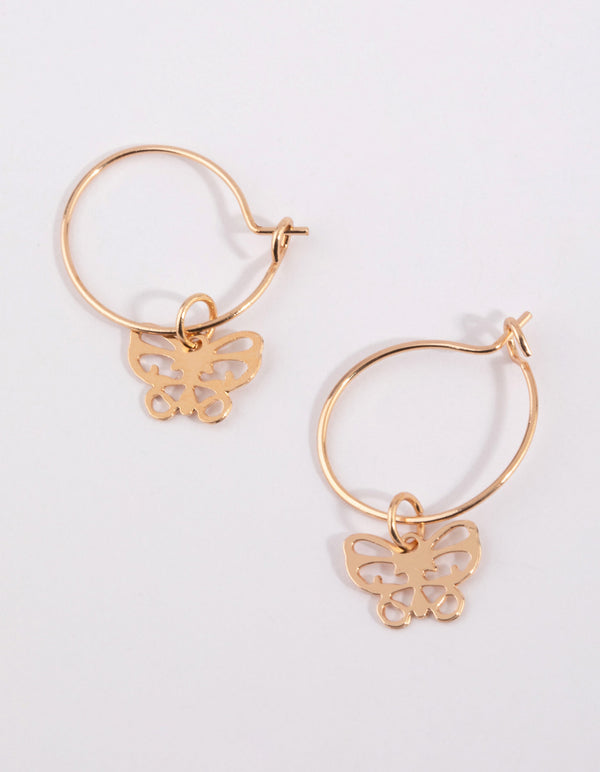 Gold Cut Out Butterfly Huggie Earrings