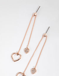 Rose Gold Double Heart Drop Earrings - link has visual effect only