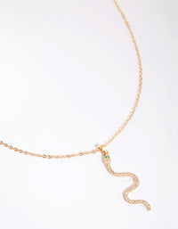 Gold Cubic Zirconia Snake Pendant Necklace - link has visual effect only