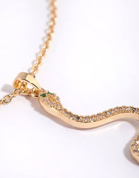 Gold Cubic Zirconia Snake Pendant Necklace - link has visual effect only