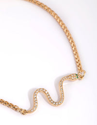 Gold Cubic Zirconia Snake Toggle Bracelet - link has visual effect only