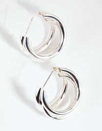 Silver Triple Loop Hoop Earrings - link has visual effect only