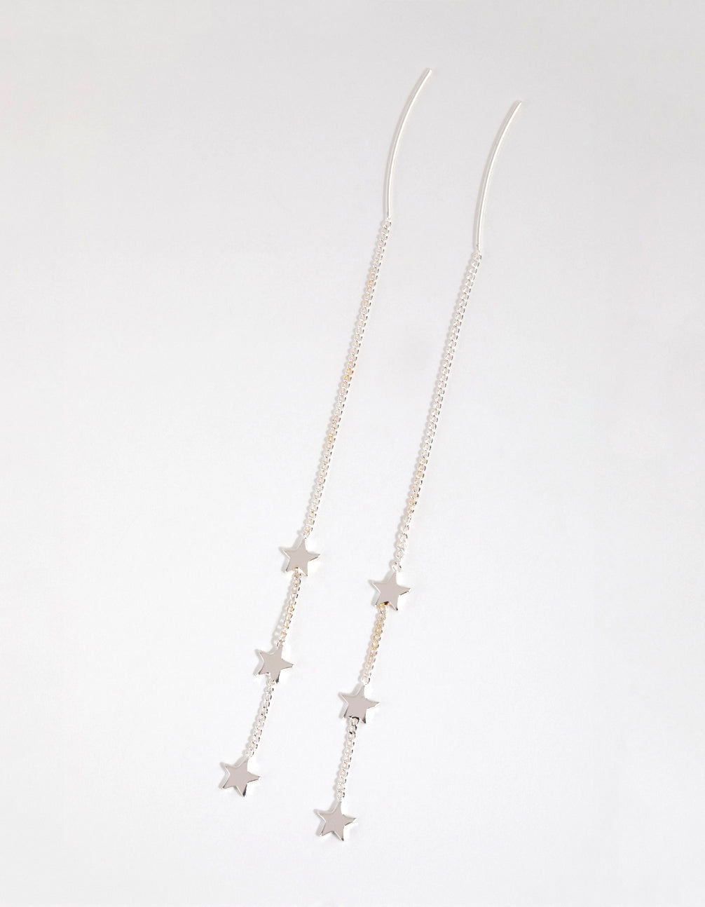Silver Plated Star Thread Through Earrings