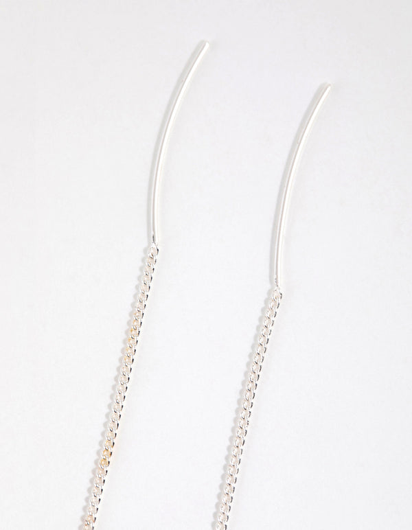 Silver Plated Star Thread Through Earrings