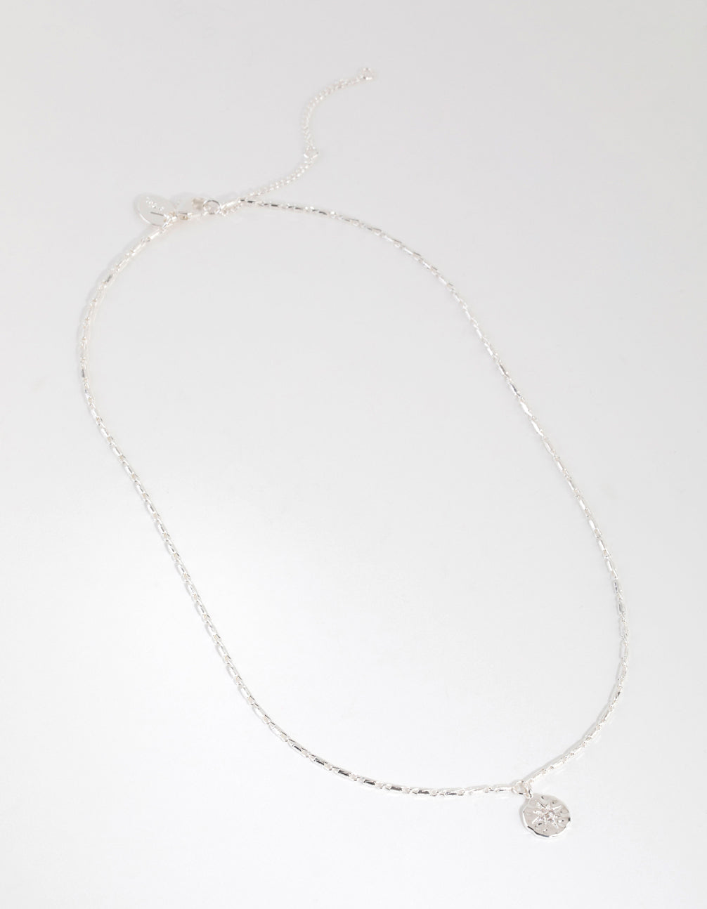 Silver Plated Starburst Disc Necklace