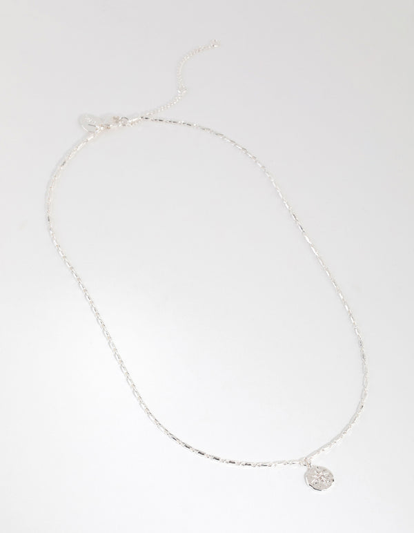 Silver Plated Starburst Disc Necklace