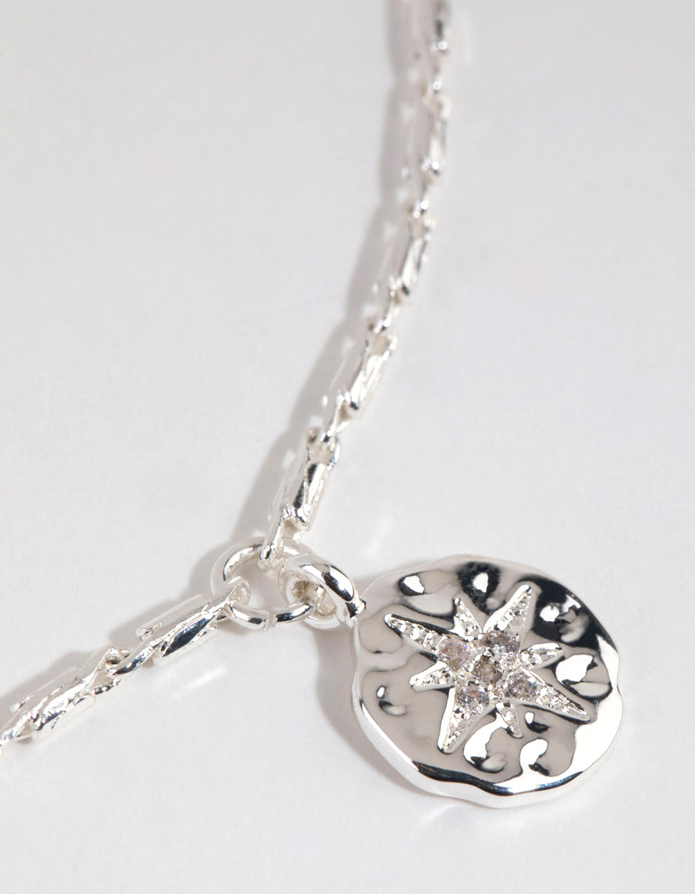 Silver Plated Starburst Disc Necklace