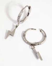 Surgical Steel Cubic Zirconia Lightning Bolt Huggie Earrings - link has visual effect only