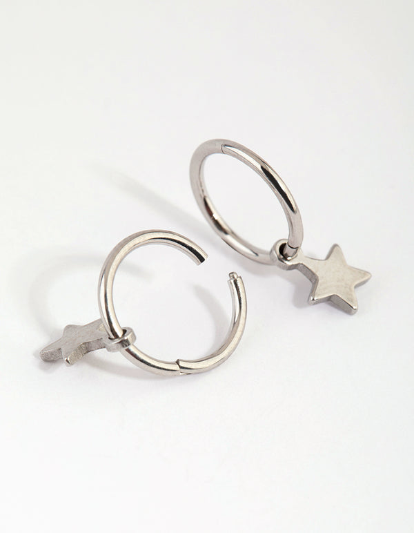 Surgical Steel Star Charm Sleeper Earrings
