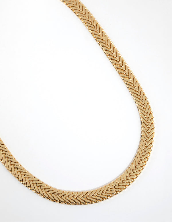 Gold Plated Flat Scaled Chain Necklace - Lovisa